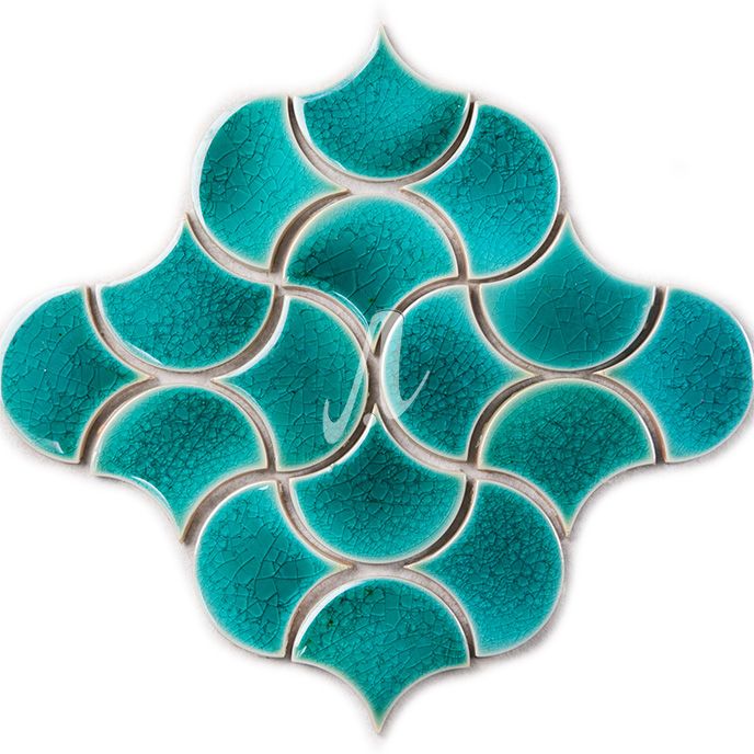 Gạch mosaic hình vảy cá xanh lục bảo 6x7 Gạch mosaic hình vảy cá xanh lục bảo 6x7