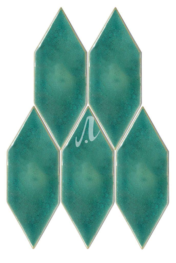 Gạch mosaic lục giác nhọn xanh lục bảo 7x19 Gạch mosaic lục giác nhọn xanh lục bảo 7x19