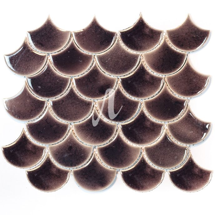 Gạch mosaic vảy cá nâu đậm 6x7