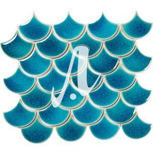 Gạch mosaic vảy cá xanh dương đậm 6x7
