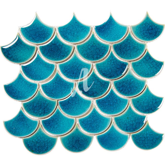 Gạch mosaic vảy cá xanh dương đậm 6x7