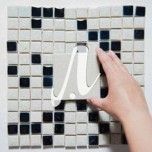 Gạch mosaic vuông trộn đen trắng 2.3x2.3