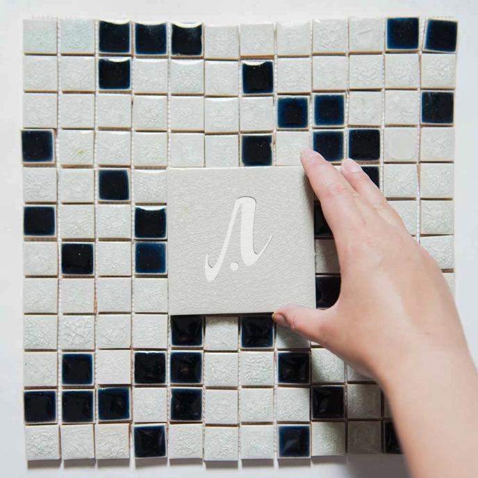 Gạch mosaic vuông trộn đen trắng 2.3x2.3 Gạch mosaic vuông trộn đen trắng 2.3x2.3