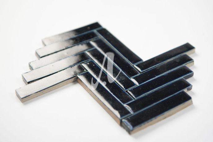 Gạch mosaic xương cá 2.5x10 xanh coban Gạch mosaic xương cá 2.5x10 xanh coban