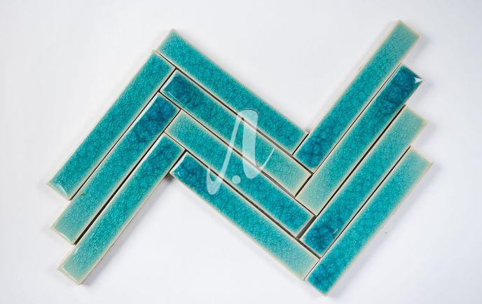 Gạch mosaic xương cá 2.5x15 xanh dương đậm