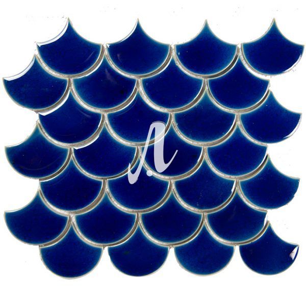 Gạch ốp hình vảy cá xanh coban 6x7