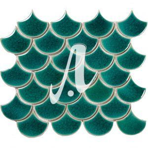 Vỉ gạch mosaic hình vảy cá xanh lục bảo 6x7