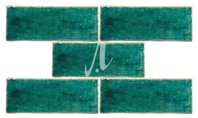 Gạch chữ nhật 3D vải thô 7x23 xanh lục bảo Gạch chữ nhật 3D vải thô 7x23 xanh lục bảo