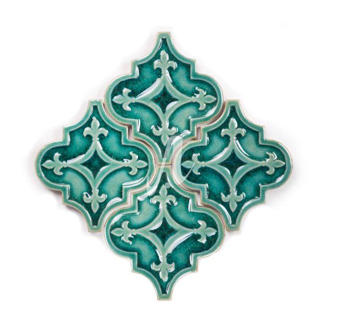 Gạch đèn lồng 3D 10x12 hoạ tiết 4 xanh lục bảo