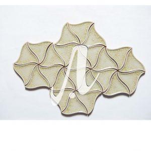 Gạch module 3D tam giác lượn trắng kem