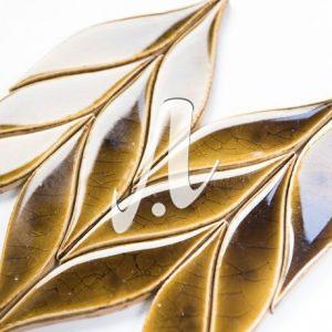 Gạch mosaic sóng đôi 4x16 hổ phách đậm