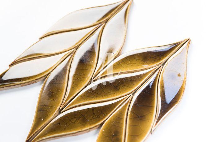 Gạch mosaic sóng đôi 4x16 hổ phách đậm Gạch mosaic sóng đôi 4x16 hổ phách đậm