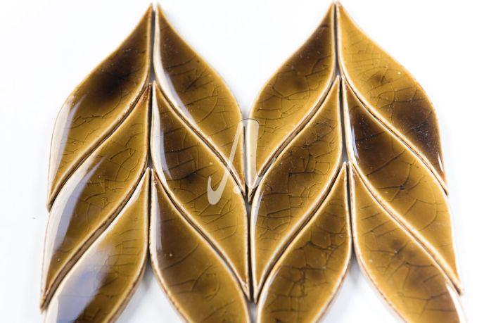 Gạch mosaic sóng đôi 4x16 hổ phách đậm Gạch mosaic sóng đôi 4x16 hổ phách đậm