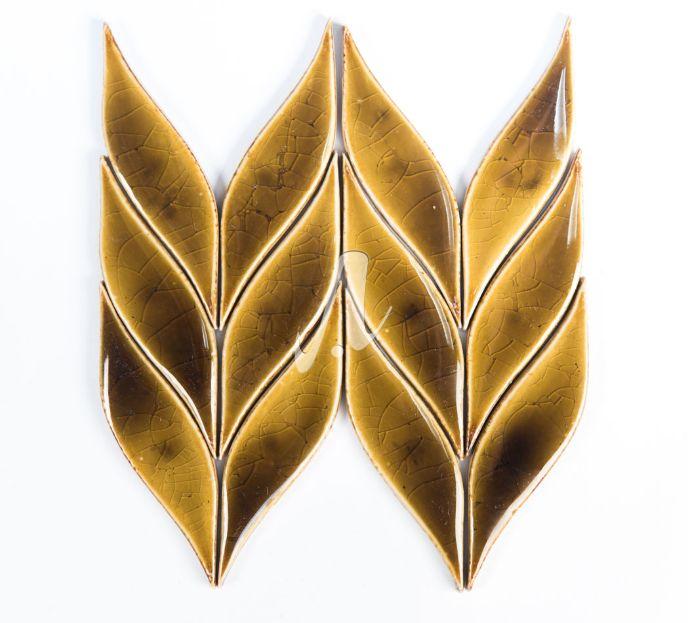 Gạch mosaic sóng đôi 4x16 hổ phách đậm Gạch mosaic sóng đôi 4x16 hổ phách đậm