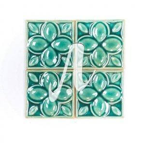 Gạch điểm 3D 10x10 hoa 4 cánh xanh lục bảo