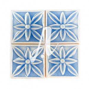 Gạch điểm 3D 10x10 hoa cánh nhỏ xanh coban
