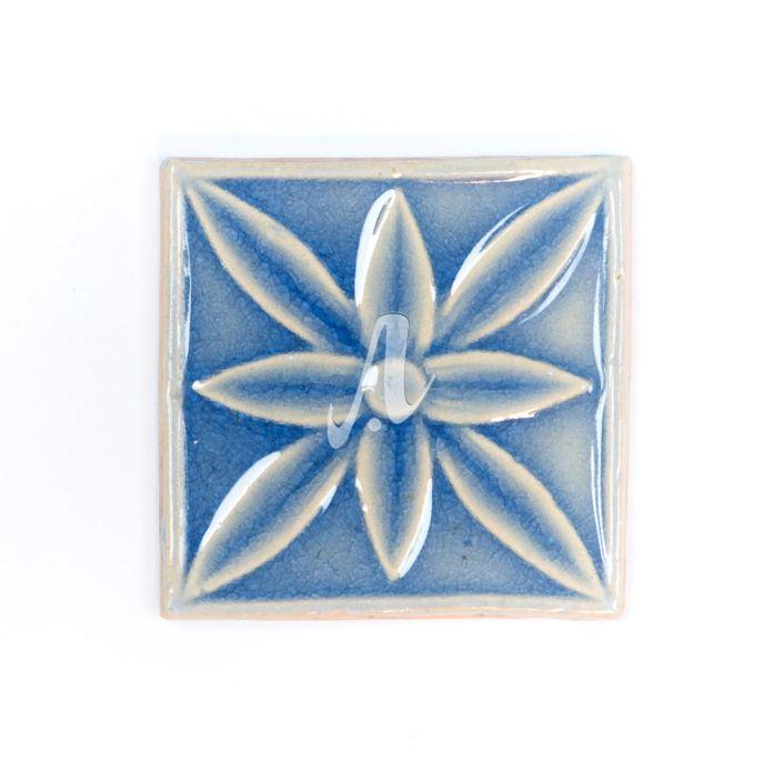 Gạch điểm 3D 10x10 hoa cánh nhỏ xanh coban