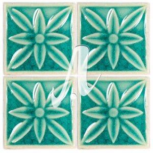 Gạch điểm 3D 10x10 hoa cánh nhỏ xanh lục bảo