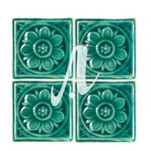 Gạch điểm 3D 10x10 hoa mai nổi xanh lục bảo