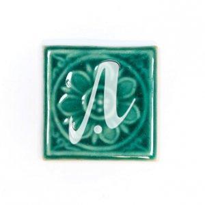 Gạch điểm 3D 10x10 hoa mai nổi xanh lục bảo