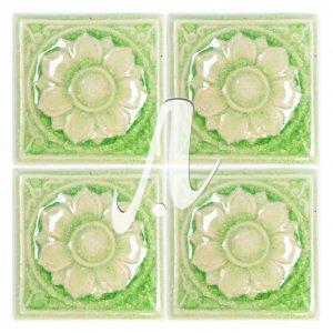 Gạch điểm 3D 10x10 hoa mai nổi xanh non