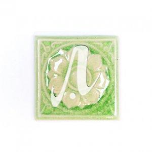 Gạch điểm 3D 10x10 hoa mai nổi xanh non