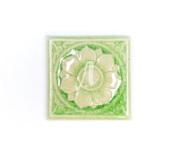 Gạch điểm 3D 10x10 hoa mai nổi xanh non