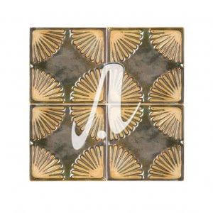 Gạch điểm 3D 10x10 lá cọ xanh đồng