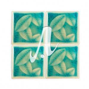 Gạch điểm 3D 10x10 lá hồng xanh dương đậm