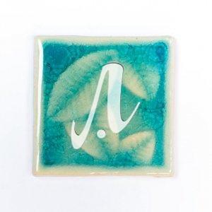 Gạch điểm 3D 10x10 lá hồng xanh dương đậm