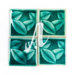 Gạch điểm 3D 10x10 lá hồng xanh lục bảo