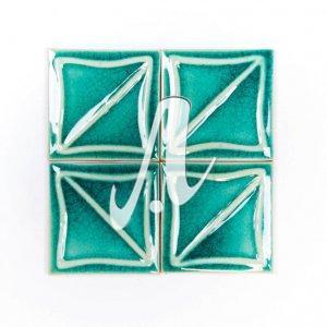 Gạch điểm 3D 10x10 vuông lượn xanh lục bảo