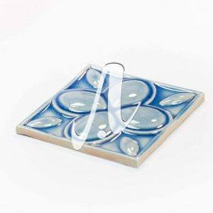 Gạch điểm 3D 15x15 hoa 4 cánh xanh coban