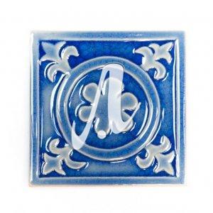 Gạch điểm 3D 15x15 hoa mai tròn xanh coban