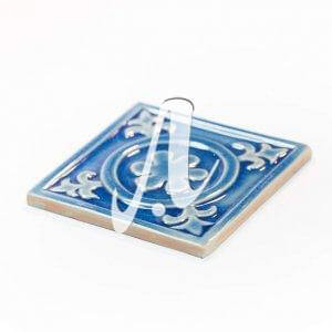 Gạch điểm 3D 15x15 hoa mai tròn xanh coban