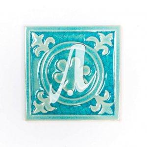 Gạch điểm 3D 15x15 hoa mai tròn xanh dương nhạt