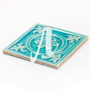 Gạch điểm 3D 15x15 hoa mai tròn xanh dương nhạt