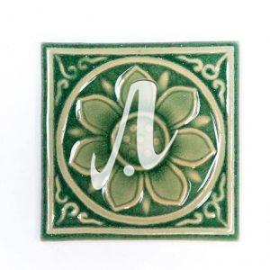 Gạch điểm 3D 15x15 hoa mai xanh lá đậm