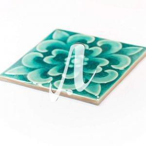 Gạch điểm 3D 20x20 hoa trái tim xanh lục bảo