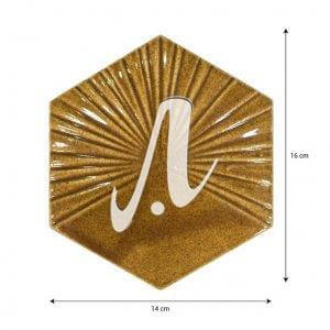 Gạch lục giác 3D lá cọ mix trơn 14x16 nâu chấm