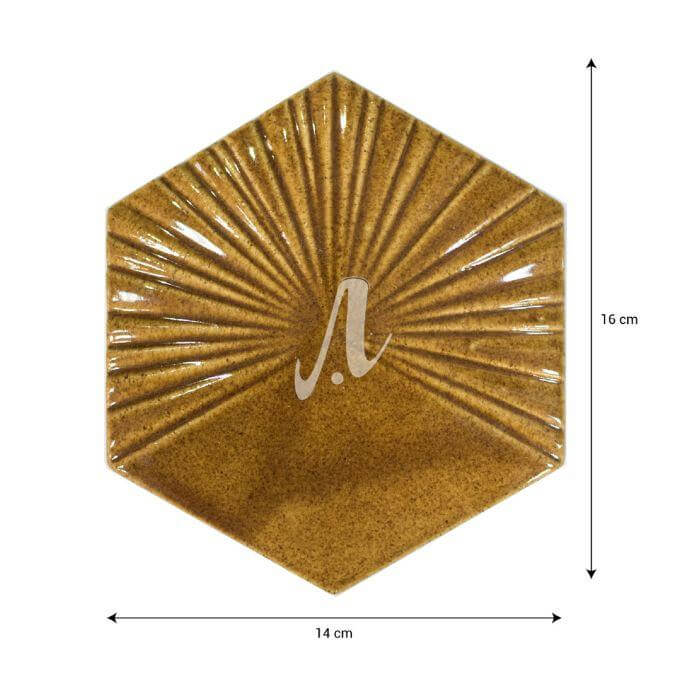 Gạch lục giác 3D lá cọ mix trơn 14x16 nâu chấm
