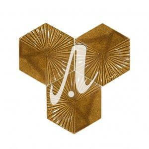 Gạch lục giác 3D lá cọ mix trơn 14x16 nâu chấm