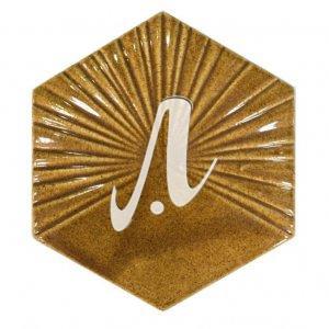 Gạch lục giác 3D lá cọ mix trơn 14x16 nâu chấm