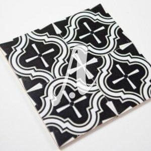 Gạch 3D Tây Ban Nha hình chuông đen trắng 15x15