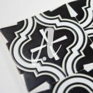 Gạch 3D Tây Ban Nha hình chuông đen trắng 15x15