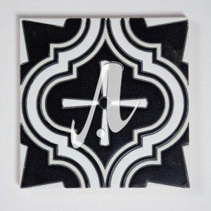 Gạch 3D Tây Ban Nha hình chuông đen trắng 15x15