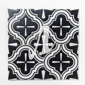 Gạch 3D Tây Ban Nha hình chuông đen trắng 15x15
