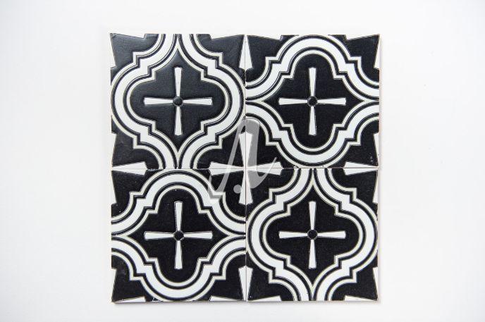 Gạch 3D Tây Ban Nha hình chuông đen trắng 15x15 Gạch 3D Tây Ban Nha hình chuông đen trắng 15x15