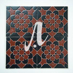 Gạch 3D Tây Ban Nha Moroccan đỏ đen 15x15
