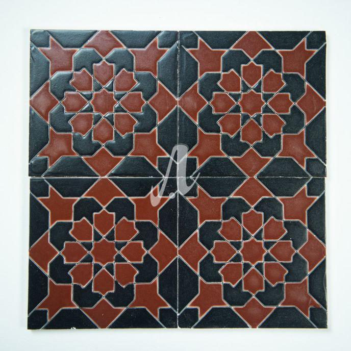 Gạch 3D Tây Ban Nha Moroccan đỏ đen 15x15 Gạch 3D Tây Ban Nha Moroccan đỏ đen 15x15